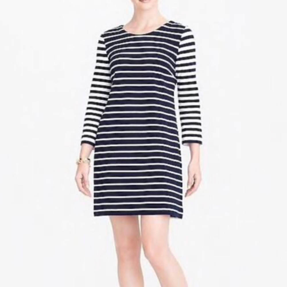 J.crew navy blue white Striped maritime soft stretchy knit dress sz XL